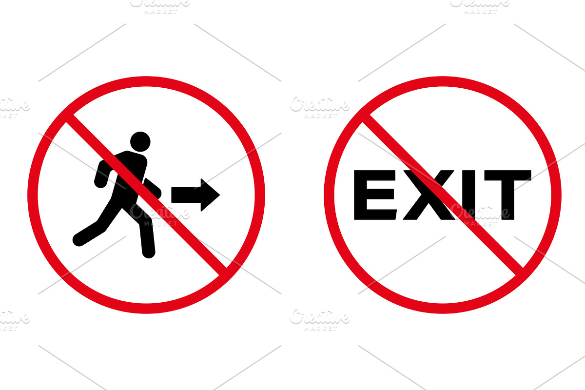 Forbid Person Way Escape Pictogram, an Object Illustration by Vector Creator