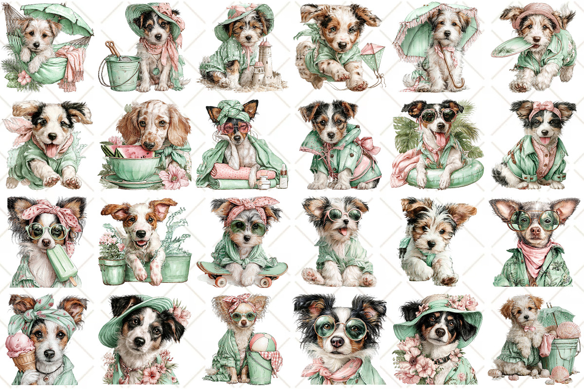 Whimsical Summer Dog Clipart, an Illustration by Black Bird Studio (Photo 2 of 5)