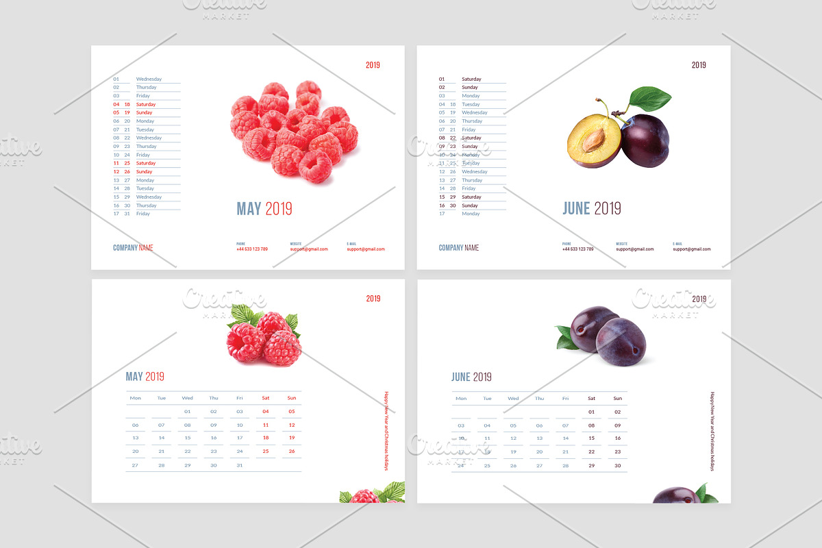 Desk Calendar for 2019, a Stationery Template by Vepix (Photo 6 of 13)