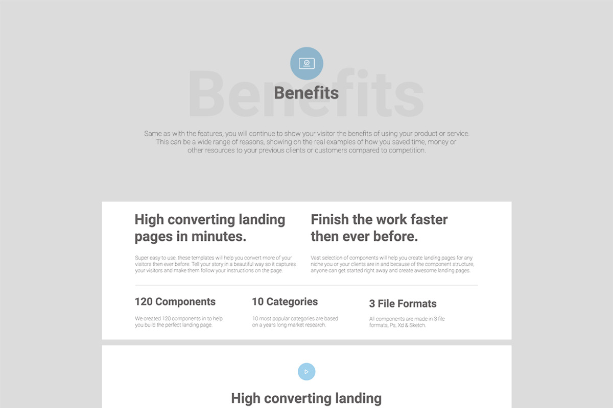 Konvert Landing Page Builder, a Wireframe Template by Web Donut (Photo 7 of 12)