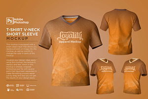 T-Shirt V-Neck Short Sleeve Mockup