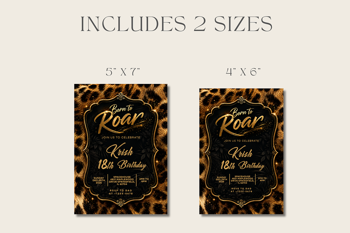 Leopard Print Birthday Invitation, an Invitation Template by InvitingStorys (Photo 6 of 11)