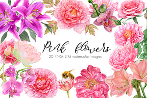 Watercolor Pink Flowers