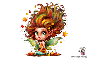 Funny Girl Fall Leaves Autumn PNG