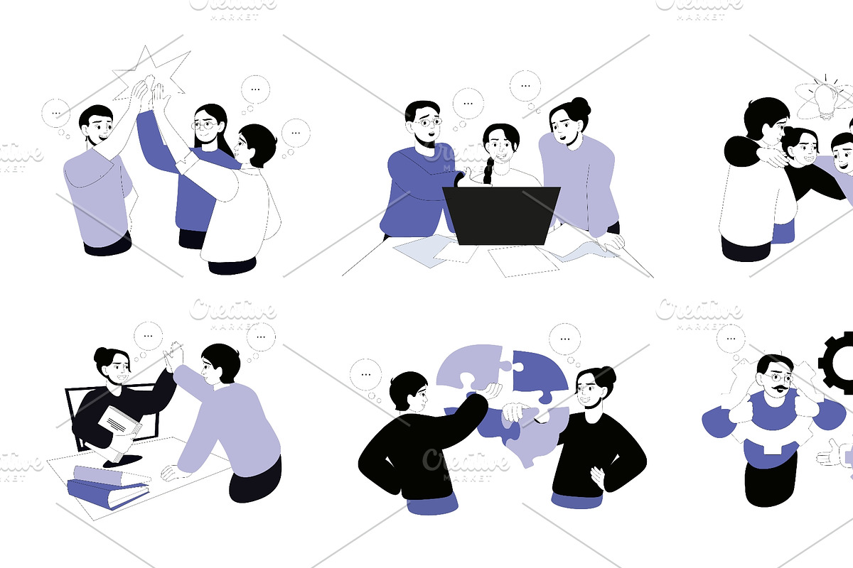Teamwork Flat Illustrations, a Finance Illustration by alexdndz (Photo 3 of 3)