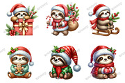 Cute Sloth Christmas Clipart PNG, an Illustration by designcity5 (Thumbnail 3 of 5)
