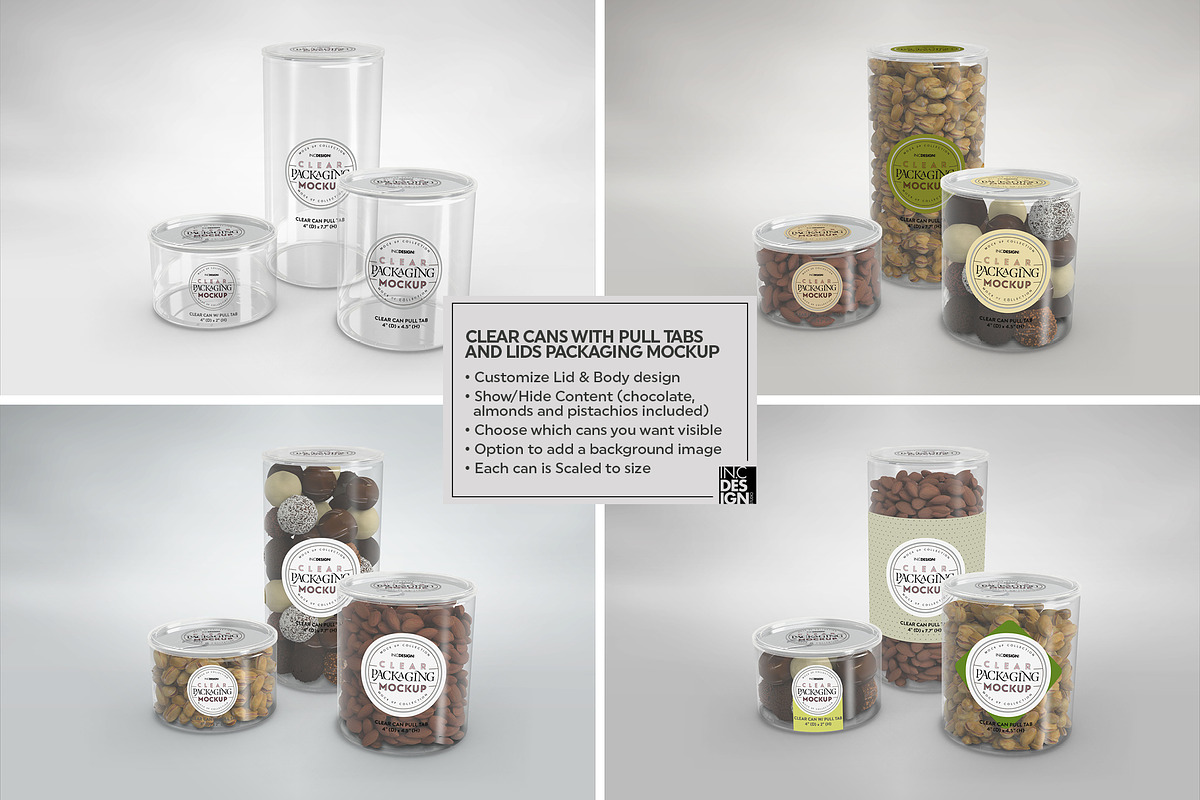 Clear Cans with Pull Tabs Mockup, a Packaging Mockup by INCDesign (Photo 4 of 15)