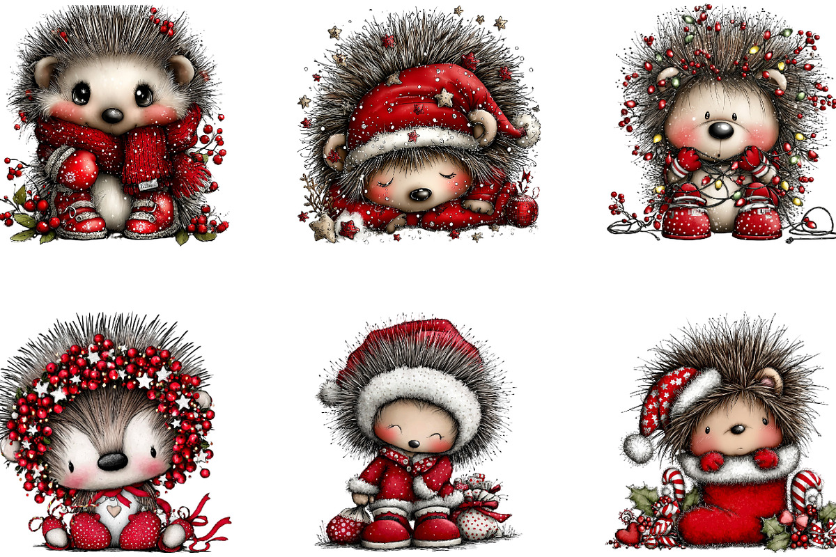 Cute Christmas Hedgehog PNG, a Seasonal Illustration by CreationArt (Photo 4 of 5)