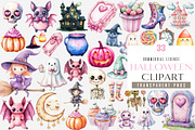 Pastel Halloween Clipart Watercolor, an Illustration by SinaCreation (Thumbnail 1 of 4)