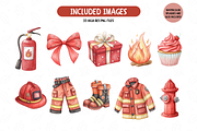 Cute Firefighters Clipart Set, an Illustration by TatiMockup (Thumbnail 3 of 5)