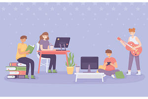 people making different activities, a Person Illustration by studiogstock