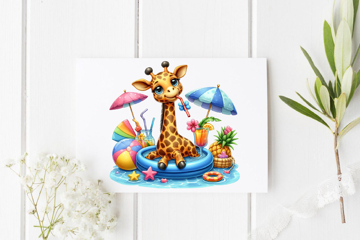 Funny Giraffe in Pool Party Clipart, a Graphic by CitraGraphics (Photo 2 of 6)