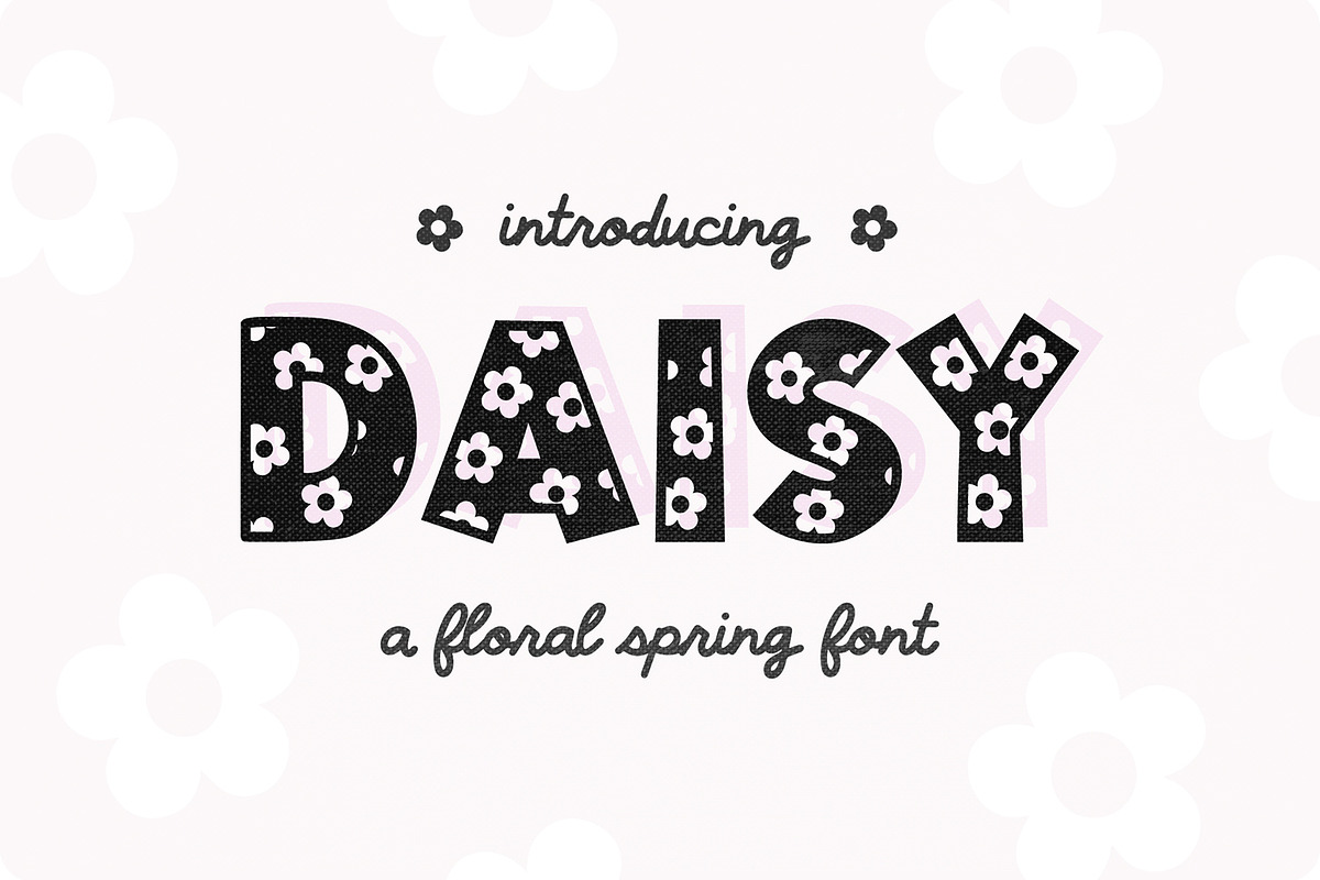 DAISY Spring Floral Pattern Font, a Sans Serif Font by Blush Font Co.