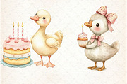 Watercolor Baby White Goose Birthday, an Illustration by Watercolor design (Thumbnail 2 of 4)
