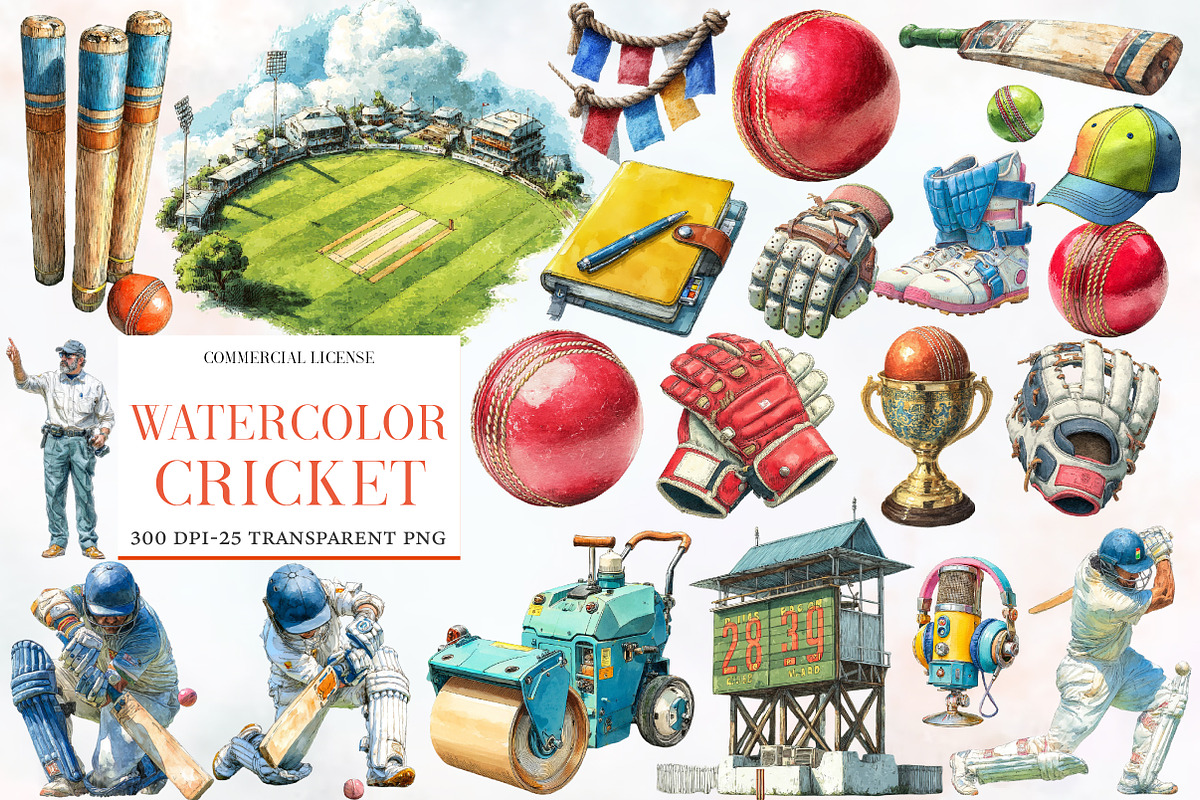 Cricket Watercolor Cliparts, an Illustration by Designworld (Photo 1 of 6)