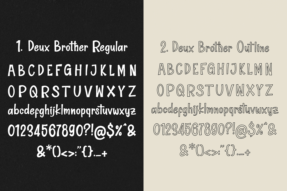 Deux Brother | Fun Display 2 Style, a Handwritten Font by Denustudios (Photo 13 of 15)