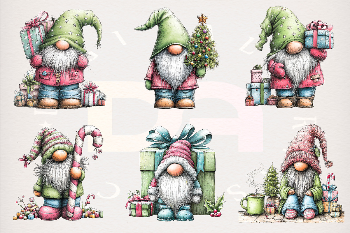 Whimsical Christmas Gnomes Clipart, a Transportation Illustration by Digital Artistic99 (Photo 3 of 7)