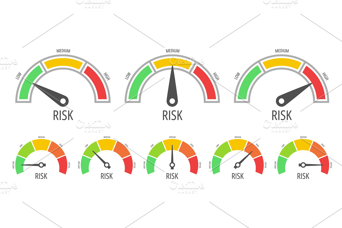 Risk meter. Color dashboard gauge, a Finance Illustration by winwin.art