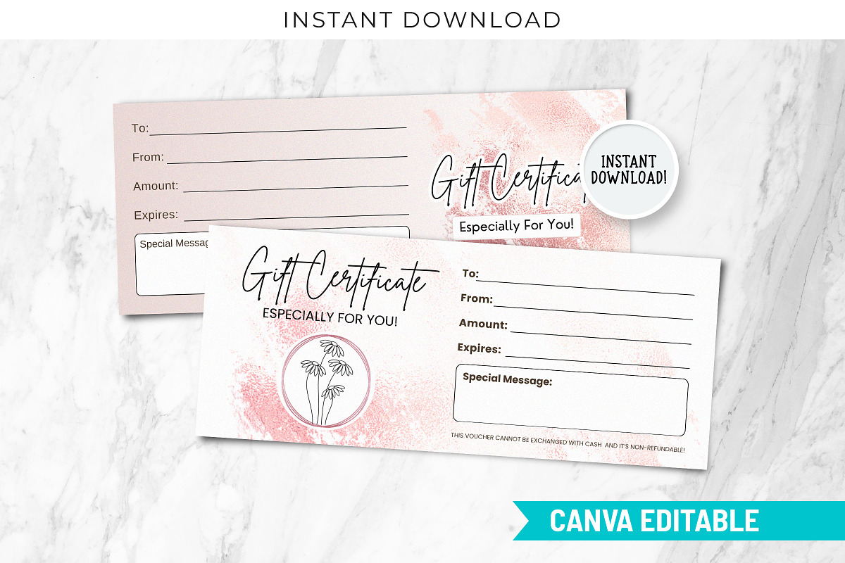Rosegold Printable Gift Card, a Design Template by Snapybiz (Photo 1 of 9)