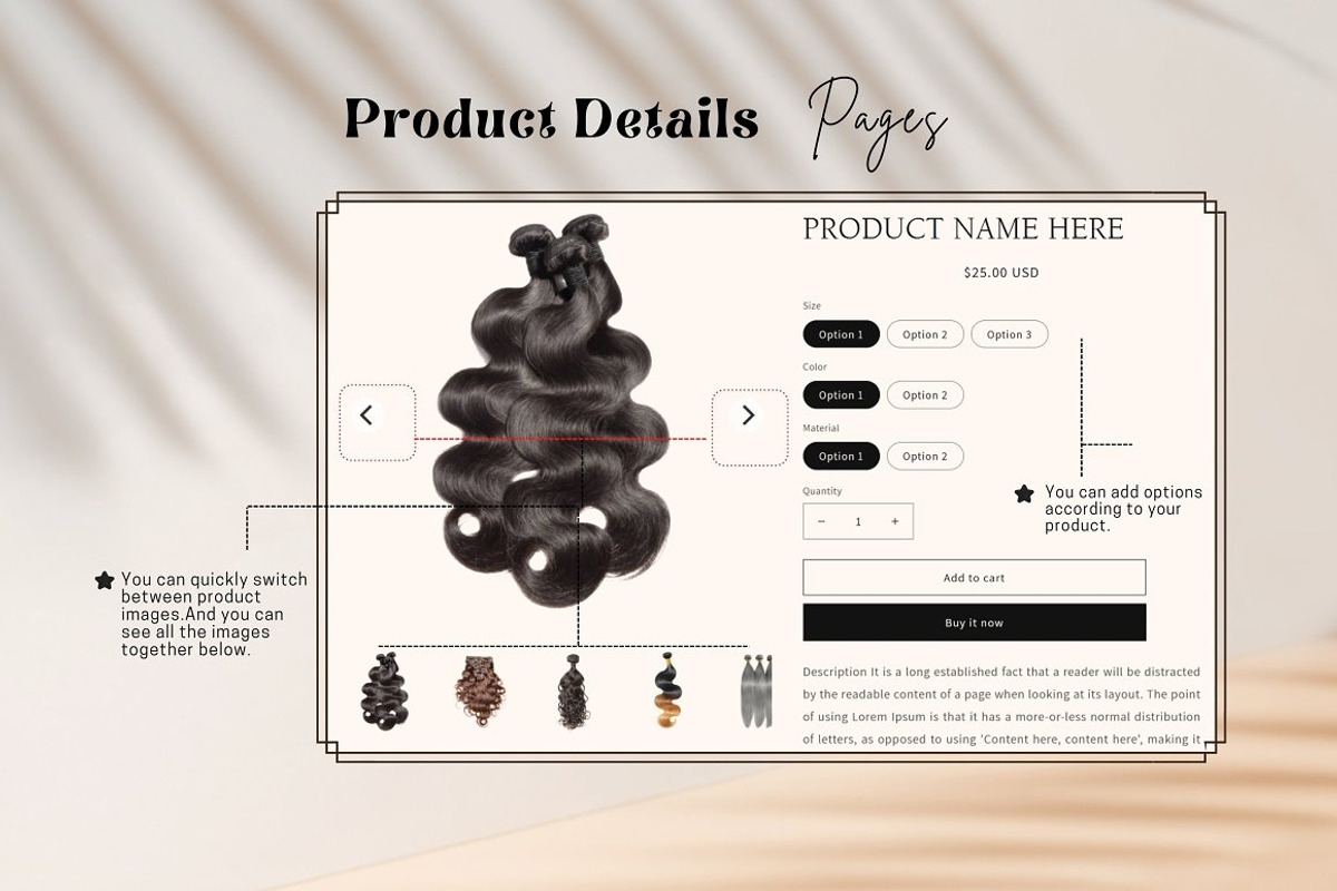 Hair Extensions Shopify Templates, a Shopify Template by DaisyStudio (Photo 7 of 9)