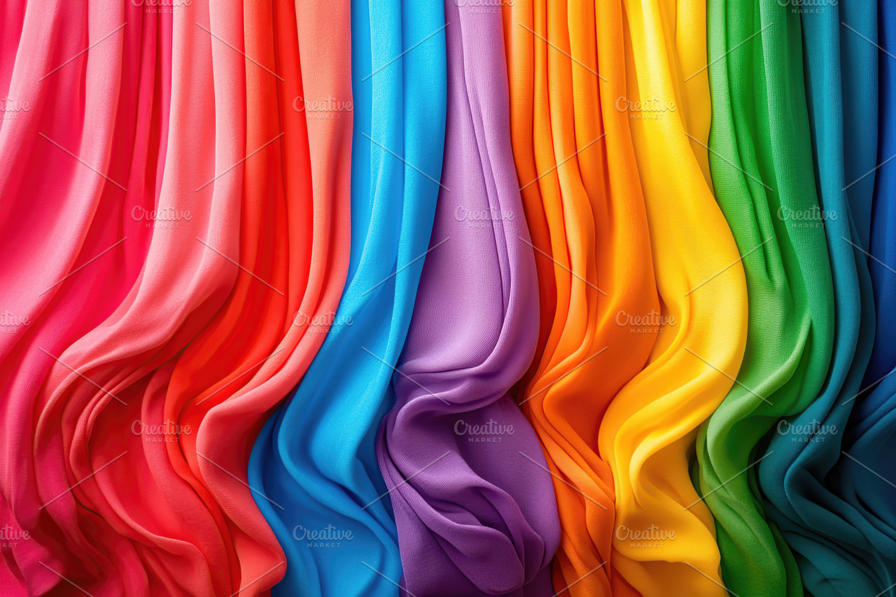 Colorful fabric folds in a vibrant range of hues for design projects, an Abstract Photo by AlyaAnd