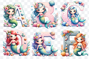 Cute Mermaid Display Font & Numbers