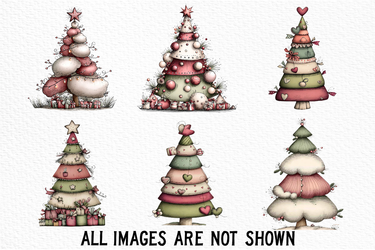 Whimsical Christmas Tree Clipart, an Illustration by Craft Nest (Photo 5 of 6)