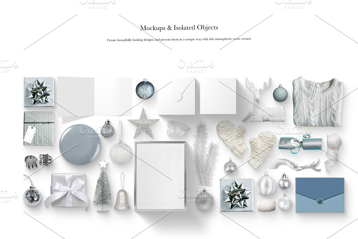 06_Blue and Silver Christmas Scene, a Books & Magazine Mockup by Kzara Visual Concepts (Photo 2 of 7)