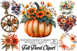 Watercolor Fall Floral Clipart, an Illustration by DreamPrint404