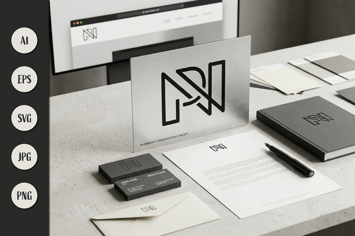 Logo Design Line Art Letters P and N, a Branding & Logo Template by Saba Vector (Photo 2 of 3)