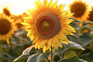 Golden Hour Sunflower Field, a Nature Photo by Virgo Studio