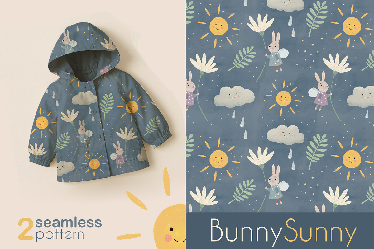 Cute Bunny Seamless Pattern | Kids, a Pattern Graphic by DijanaDesignShop (Photo 1 of 6)