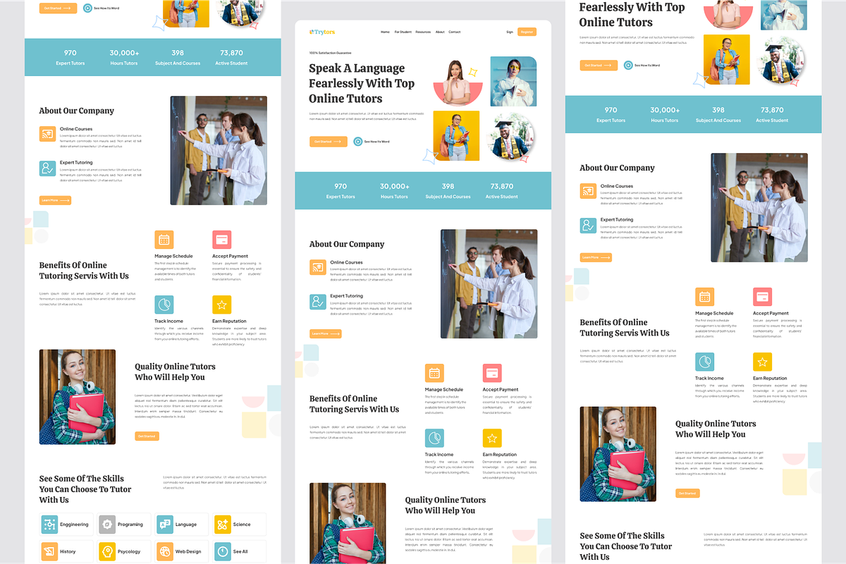 Trytors - Online Course Landing Page, an UI Kit Template by SquidPixey (Photo 5 of 5)