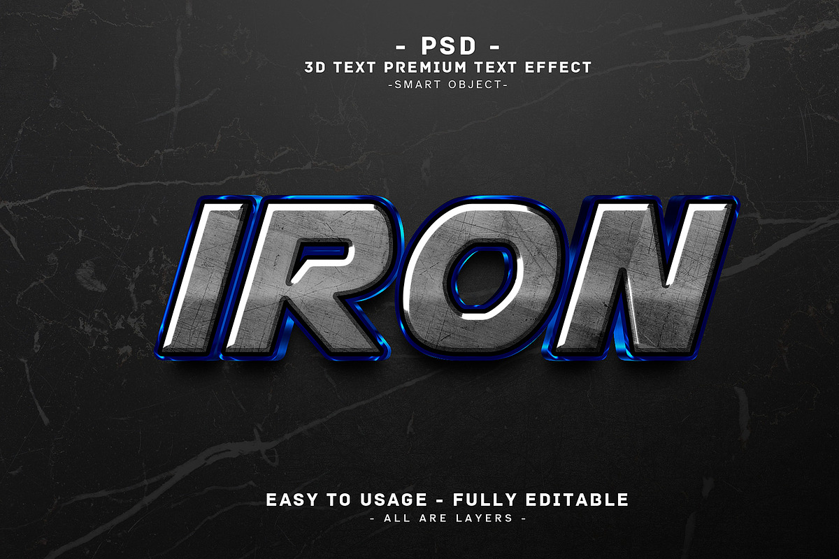 Iron 3D Editable Psd Text Effect, a Layer Style Add-On by Md Jahidul99
