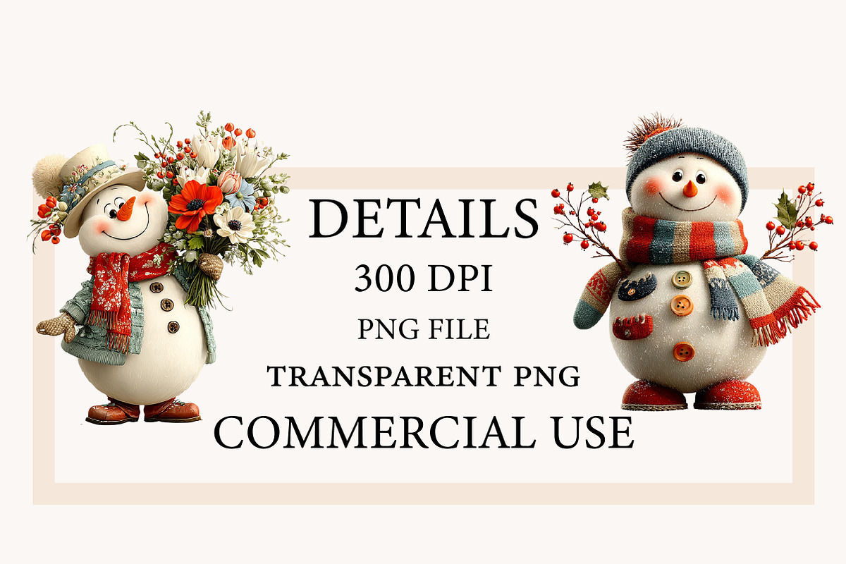 Whimsical Christmas Snowman Clipart, a Seasonal Illustration by Designworld (Photo 4 of 9)
