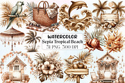 Sepia Tropical Beach Sublimation, an Illustration by CraftArtStudio (Thumbnail 1 of 6)
