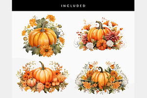 Orange Pumpkins Flowers PNG Clipart