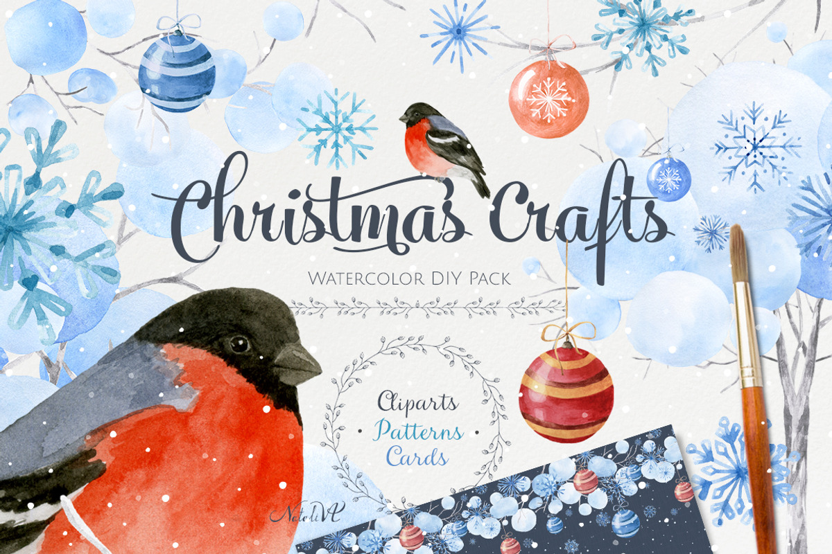 Watercolor Christmas Bundle, a Decorative Illustration by NataliVA (Photo 4 of 7)