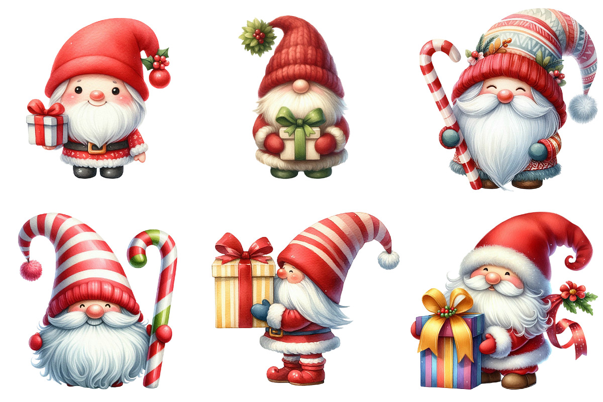 Watercolor Christmas Gnome, a Seasonal Illustration by CitraGraphics (Photo 4 of 4)