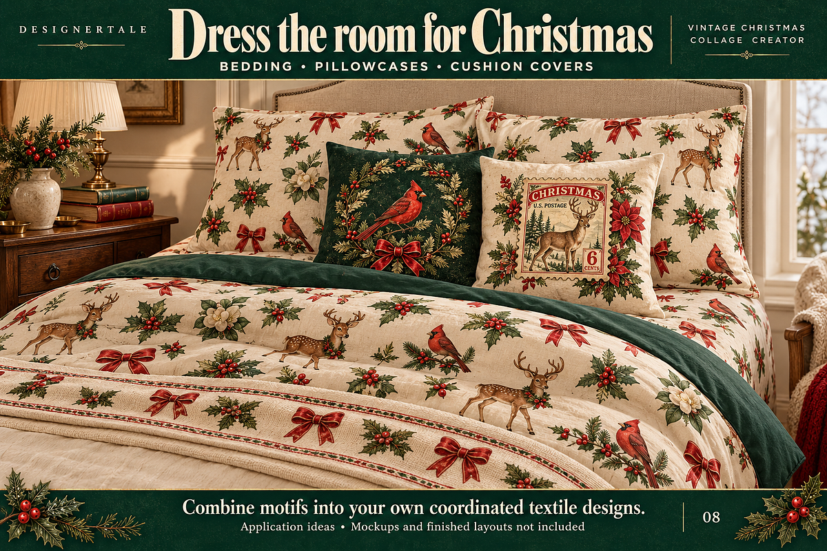 Vintage Christmas Collage Creator, an Object Graphic by Designertale (Photo 8 of 10)