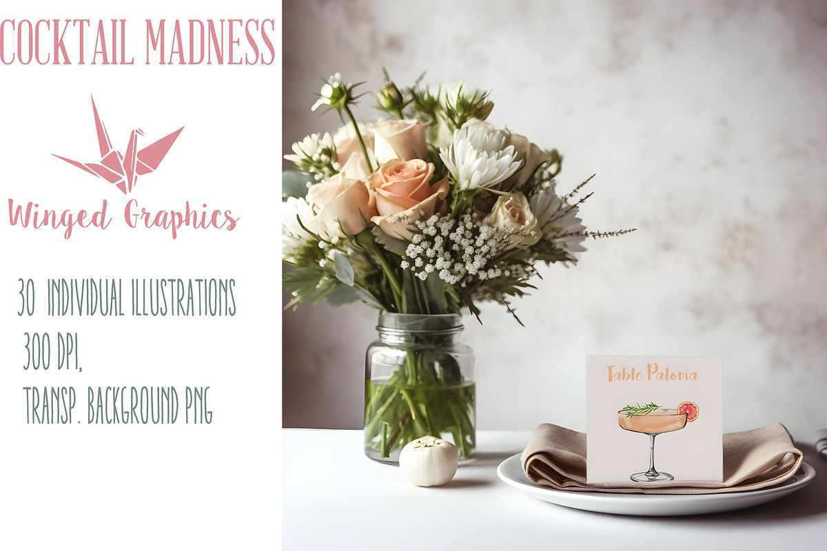 Cocktail madness watercolors, a Food Illustration by Winged Graphics (Photo 4 of 4)