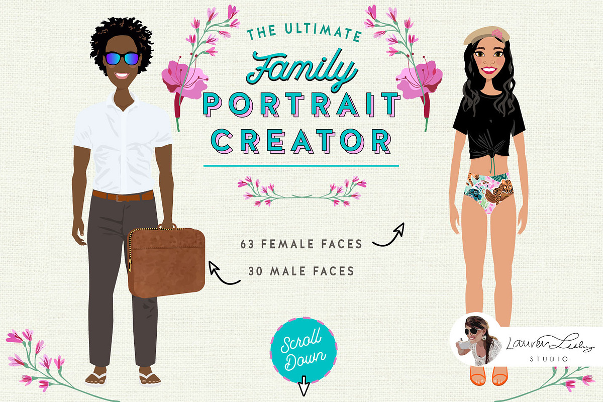 Portrait Creator Family Summer Beach, a Person Illustration by Lauren Lesley Studio (Photo 2 of 15)