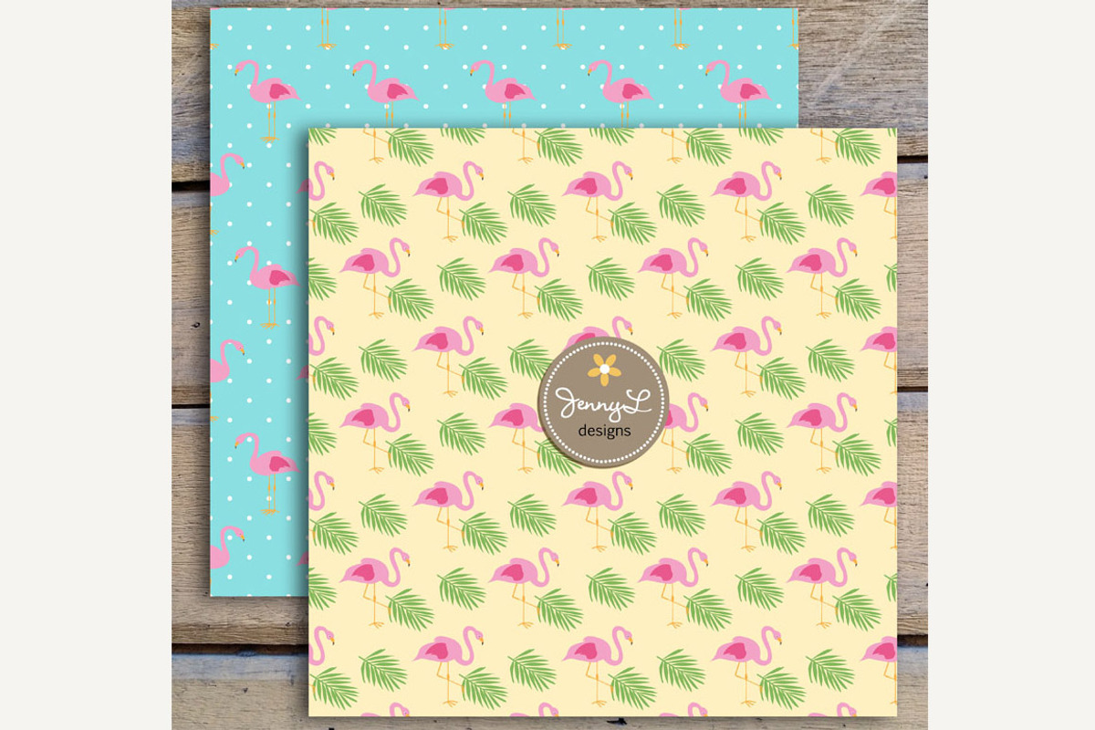 Summer Flamingo Digital Paper, a Pattern Graphic by JennyL Designs (Photo 2 of 3)