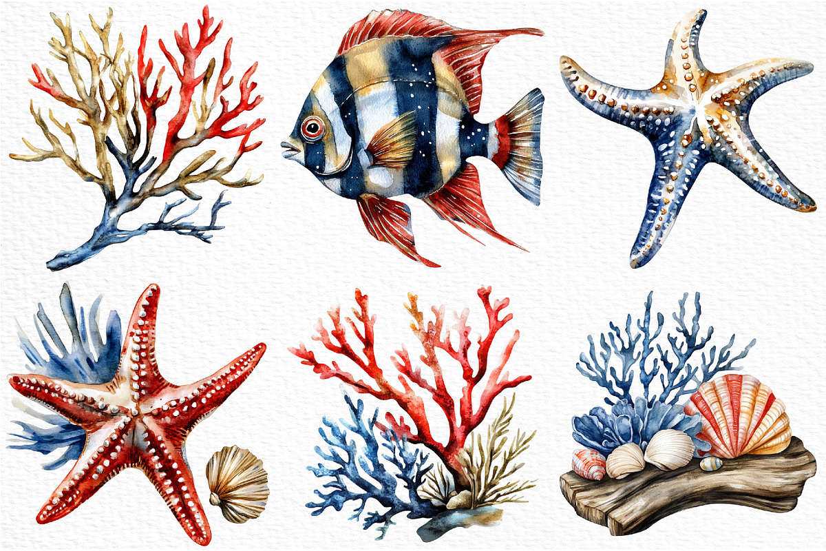 Watercolor Coastal Clipart, an Illustration by Craft Nest (Photo 5 of 9)
