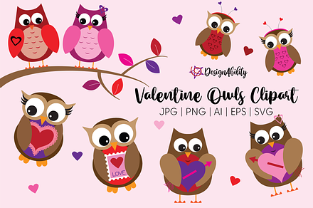 Valentine Owls Clipart