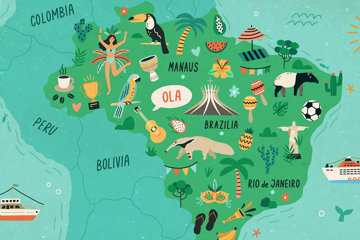 Map of Brazil with landmarks, an Education Illustration by Good Studio (Photo 3 of 3)