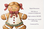 Gingerbread Man Clipart 65 PNG, a Seasonal Illustration by EleSArtDesign (Thumbnail 4 of 4)