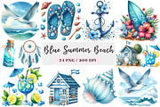 Blue Summer Beach Clipart, an Illustration by DreamArtGraphic (Thumbnail 1 of 4)
