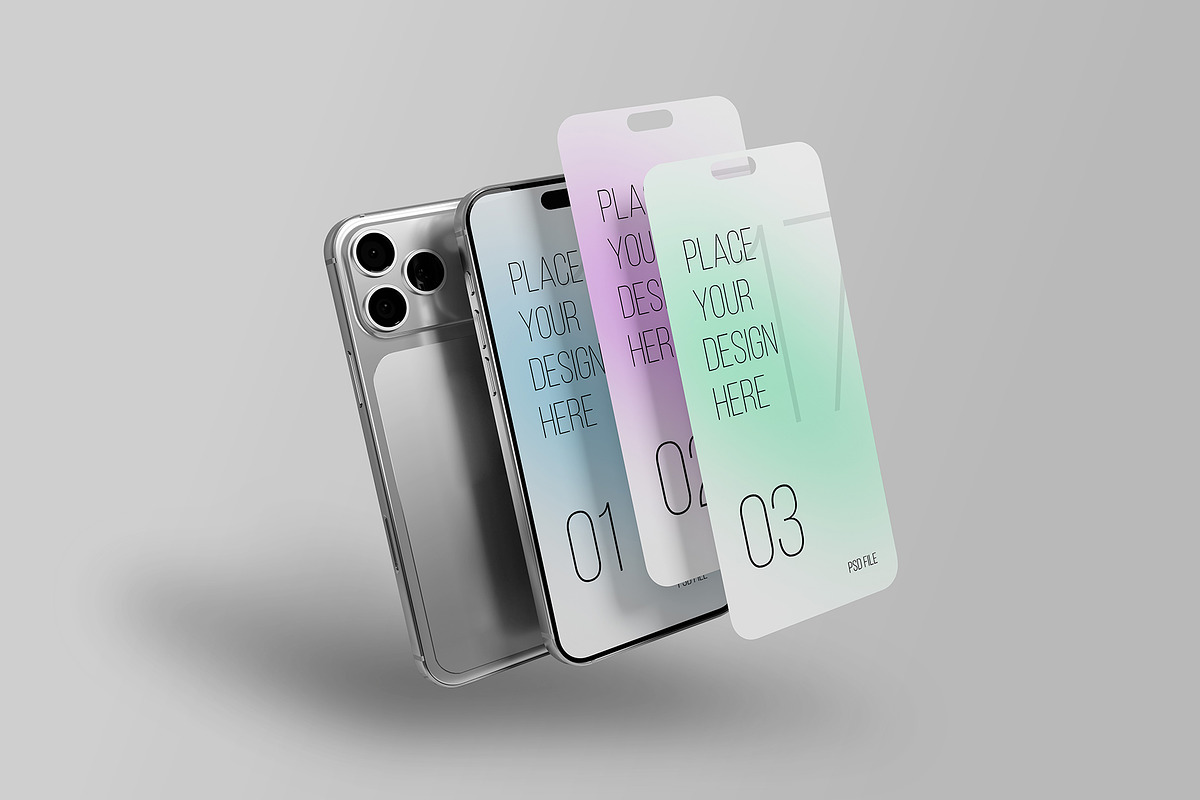 Floating Screen iPhone 17 Pro Mockup, an iPhone Mockup by Artlogs x Modaldesain (Photo 1 of 4)