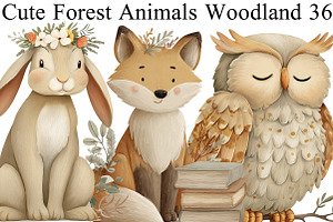 Cute Forest Animals Woodland Clipart, an Illustration by DreamArtGraphic